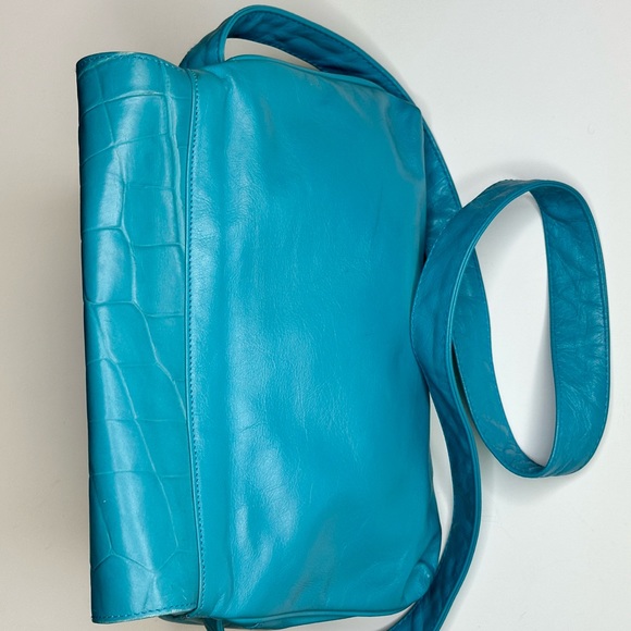 Woodward and Lothrop Turquoise Leather Handbag - Picture 7 of 13